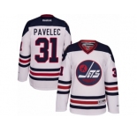 Men's Reebok Winnipeg Jets #31 Ondrej Pavelec Authentic White 2016 Heritage Classic NHL Jersey