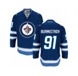 Men's Reebok Winnipeg Jets #91 Alexander Burmistrov Authentic Navy Blue Home NHL Jersey
