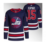 Men's Winnipeg Jets #15 Rasmus Kupari 2021-22 Navy Stitched Jersey