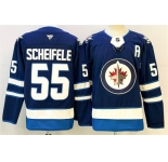 Men's Winnipeg Jets #55 Mark Scheifele Navy 2024-25 With A Patch Home Stitched Hockey Jersey