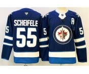 Men's Winnipeg Jets #55 Mark Scheifele Navy 2024-25 With A Patch Home Stitched Hockey Jersey