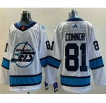 Men's Winnipeg Jets #81 Kyle Connor White 2022 Reverse Retro Stitched Jersey