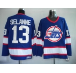 nhl jets #13 selanne blue ccm