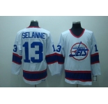 nhl jets #13 selanne white ccm