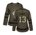 Women Adidas Winnipeg Jets #13 Brandon Tanev Authentic Green Salute to Service NHL Jersey