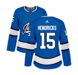 Women Adidas Winnipeg Jets #15 Matt Hendricks Authentic Blue Alternate NHL Jersey