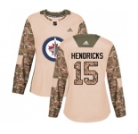 Women Adidas Winnipeg Jets #15 Matt Hendricks Authentic Camo Veterans Day Practice NHL Jersey