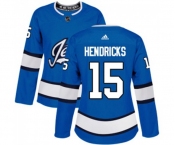 Women Adidas Winnipeg Jets #15 Matt Hendricks Premier Blue Alternate NHL Jersey