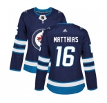 Women Adidas Winnipeg Jets #16 Shawn Matthias Authentic Navy Blue Home NHL Jersey