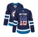 Women Adidas Winnipeg Jets #16 Shawn Matthias Authentic Navy Blue USA Flag Fashion NHL Jersey
