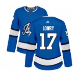 Women Adidas Winnipeg Jets #17 Adam Lowry Authentic Blue Alternate NHL Jersey