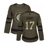 Women Adidas Winnipeg Jets #17 Adam Lowry Authentic Green Salute to Service NHL Jersey