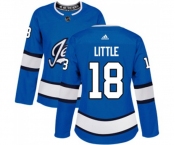 Women Adidas Winnipeg Jets #18 Bryan Little Authentic Blue Alternate NHL Jersey