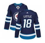 Women Adidas Winnipeg Jets #18 Bryan Little Authentic Navy Blue Home NHL Jersey