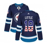 Women Adidas Winnipeg Jets #18 Bryan Little Authentic Navy Blue USA Flag Fashion NHL Jersey