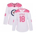 Women Adidas Winnipeg Jets #18 Bryan Little Authentic White Pink Fashion NHL Jersey