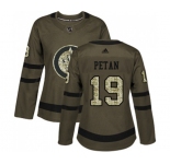 Women Adidas Winnipeg Jets #19 Nic Petan Authentic Green Salute to Service NHL Jersey