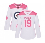Women Adidas Winnipeg Jets #19 Nic Petan Authentic White Pink Fashion NHL Jersey