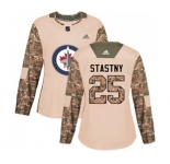 Women Adidas Winnipeg Jets #25 Paul Stastny Authentic Camo Veterans Day Practice NHL Jersey