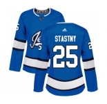 Women Adidas Winnipeg Jets #25 Paul Stastny Premier Blue Alternate NHL Jersey