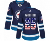 Women Adidas Winnipeg Jets #25 Seth Griffith Authentic Navy Blue USA Flag Fashion NHL Jersey