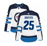 Women Adidas Winnipeg Jets #25 Seth Griffith Authentic White Away NHL Jersey
