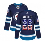 Women Adidas Winnipeg Jets #26 Blake Wheeler Authentic Navy Blue USA Flag Fashion NHL Jersey