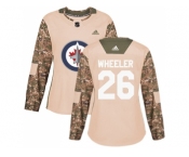 Women Adidas Winnipeg Jets #26 Blake Wheeler Camo Authentic 2017 Veterans Day Stitched NHL Jersey