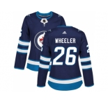 Women Adidas Winnipeg Jets #26 Blake Wheeler Navy Blue Home Authentic Stitched NHL Jersey
