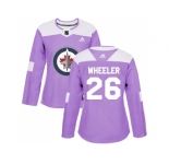 Women Adidas Winnipeg Jets #26 Blake Wheeler Purple Authentic Fights Cancer Stitched NHL Jersey
