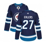 Women Adidas Winnipeg Jets #27 Nikolaj Ehlers Authentic Navy Blue Home NHL Jersey