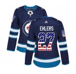 Women Adidas Winnipeg Jets #27 Nikolaj Ehlers Authentic Navy Blue USA Flag Fashion NHL Jersey