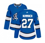 Women Adidas Winnipeg Jets #27 Teppo Numminen Authentic Blue Alternate NHL Jersey