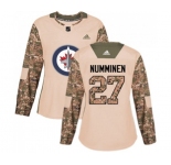 Women Adidas Winnipeg Jets #27 Teppo Numminen Authentic Camo Veterans Day Practice NHL Jersey
