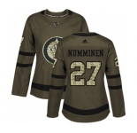 Women Adidas Winnipeg Jets #27 Teppo Numminen Authentic Green Salute to Service NHL Jersey