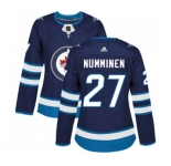 Women Adidas Winnipeg Jets #27 Teppo Numminen Authentic Navy Blue Home NHL Jersey