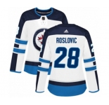 Women Adidas Winnipeg Jets #28 Jack Roslovic Authentic White Away NHL Jersey