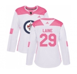 Women Adidas Winnipeg Jets #29 Patrik Laine Authentic White Pink Fashion NHL Jersey