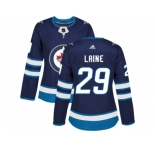 Women Adidas Winnipeg Jets #29 Patrik Laine Navy Blue Home Authentic Stitched NHL Jersey
