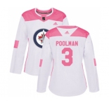 Women Adidas Winnipeg Jets #3 Tucker Poolman Authentic White Pink Fashion NHL Jersey
