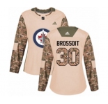 Women Adidas Winnipeg Jets #30 Laurent Brossoit Authentic Camo Veterans Day Practice NHL Jersey