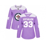 Women Adidas Winnipeg Jets #33 Dustin Byfuglien Purple Authentic Fights Cancer Stitched NHL Jersey