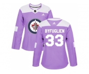 Women Adidas Winnipeg Jets #33 Dustin Byfuglien Purple Authentic Fights Cancer Stitched NHL Jersey