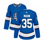 Women Adidas Winnipeg Jets #35 Steve Mason Authentic Blue Alternate NHL Jersey