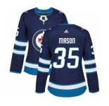 Women Adidas Winnipeg Jets #35 Steve Mason Authentic Navy Blue Home NHL Jersey