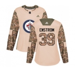 Women Adidas Winnipeg Jets #39 Tobias Enstrom Authentic Camo Veterans Day Practice NHL Jersey