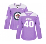 Women Adidas Winnipeg Jets #40 Joel Armia Authentic Purple Fights Cancer Practice NHL Jersey