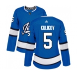 Women Adidas Winnipeg Jets #5 Dmitry Kulikov Authentic Blue Alternate NHL Jersey