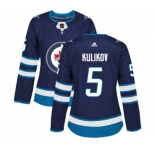 Women Adidas Winnipeg Jets #5 Dmitry Kulikov Authentic Navy Blue Home NHL Jersey