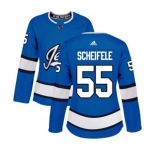 Women Adidas Winnipeg Jets #55 Mark Scheifele Authentic Blue Alternate NHL Jersey